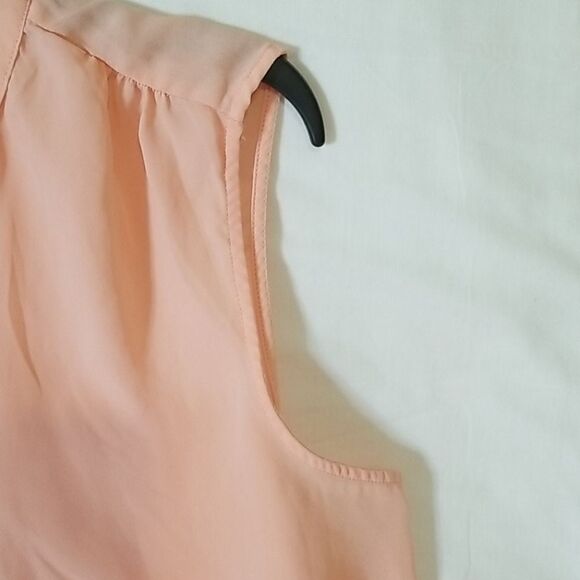 Metaphor Sheer Peach Partial Zip-Front Blouse - Picture 5 of 7
